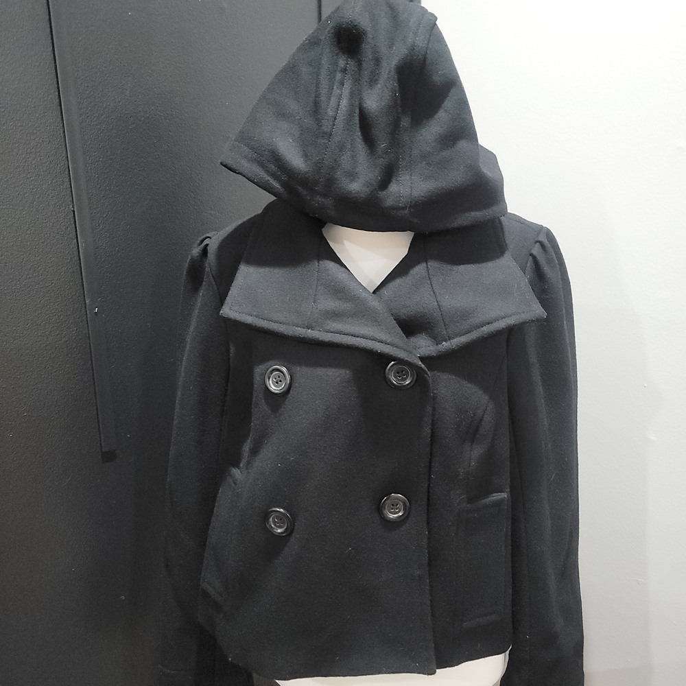 OLD NAVY Women's Black Hooded Peacoat L - Picture 1 of 3